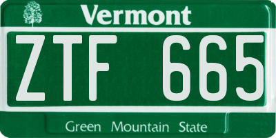 VT license plate ZTF665