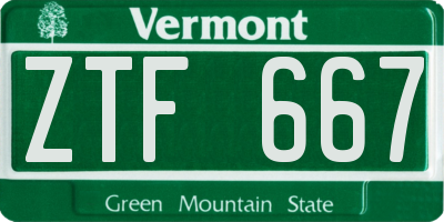 VT license plate ZTF667