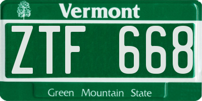 VT license plate ZTF668