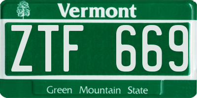 VT license plate ZTF669