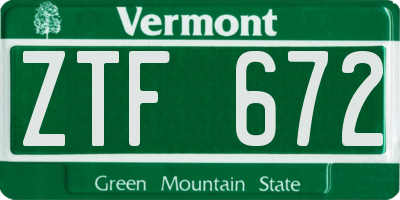 VT license plate ZTF672