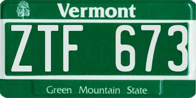 VT license plate ZTF673
