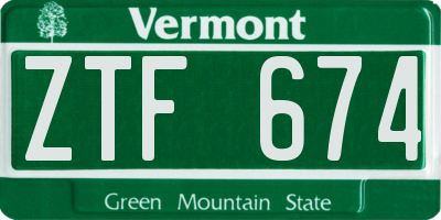 VT license plate ZTF674