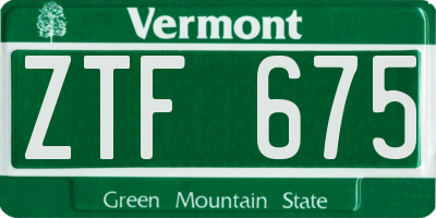 VT license plate ZTF675