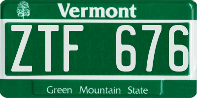 VT license plate ZTF676
