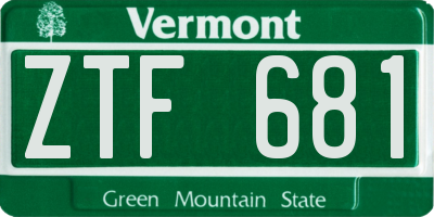 VT license plate ZTF681