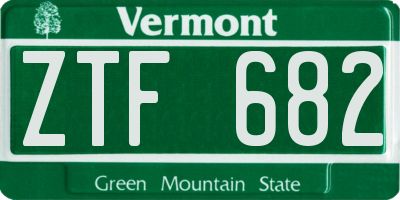 VT license plate ZTF682