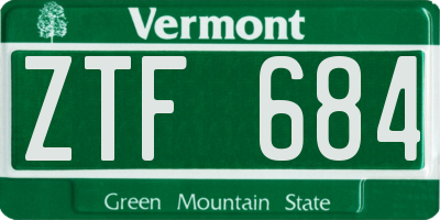 VT license plate ZTF684