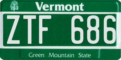 VT license plate ZTF686