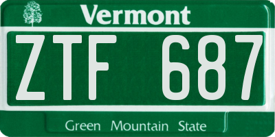 VT license plate ZTF687