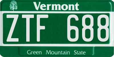 VT license plate ZTF688