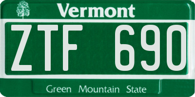 VT license plate ZTF690