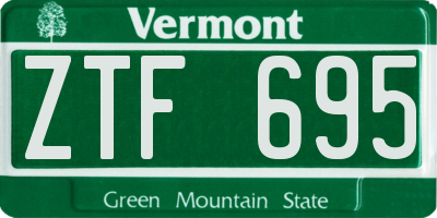VT license plate ZTF695