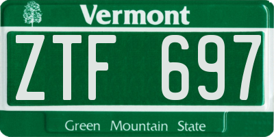VT license plate ZTF697