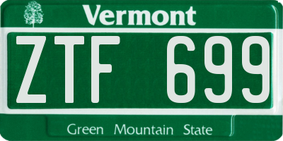 VT license plate ZTF699