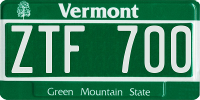 VT license plate ZTF700