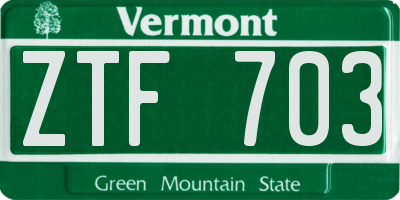 VT license plate ZTF703