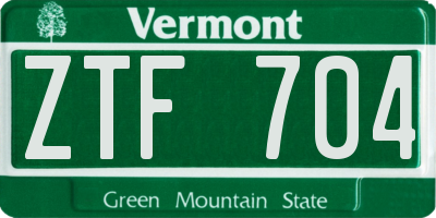 VT license plate ZTF704