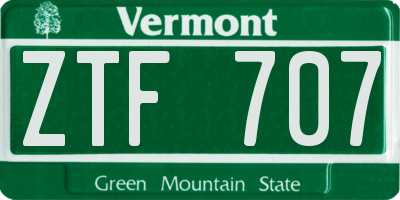 VT license plate ZTF707