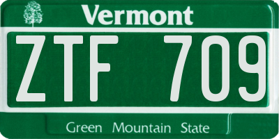 VT license plate ZTF709