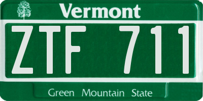 VT license plate ZTF711