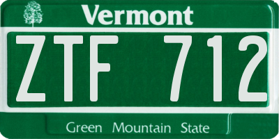 VT license plate ZTF712