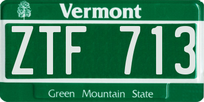 VT license plate ZTF713