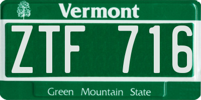 VT license plate ZTF716