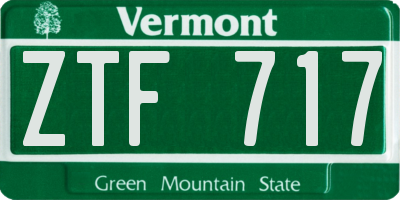 VT license plate ZTF717