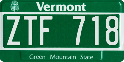 VT license plate ZTF718