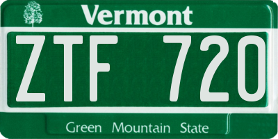 VT license plate ZTF720