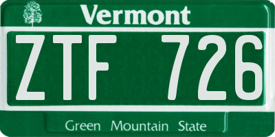 VT license plate ZTF726
