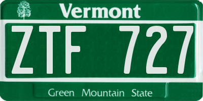 VT license plate ZTF727