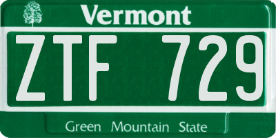 VT license plate ZTF729