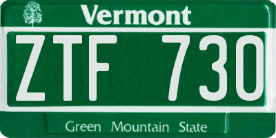 VT license plate ZTF730