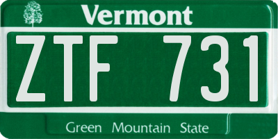VT license plate ZTF731
