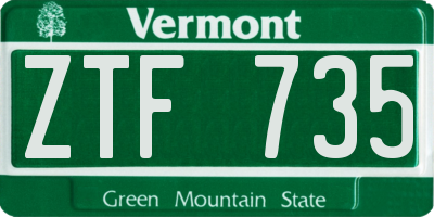 VT license plate ZTF735