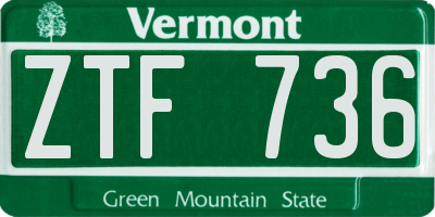 VT license plate ZTF736