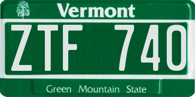 VT license plate ZTF740