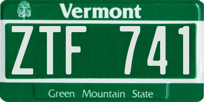 VT license plate ZTF741