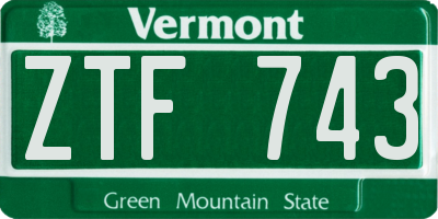 VT license plate ZTF743