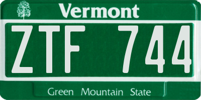VT license plate ZTF744