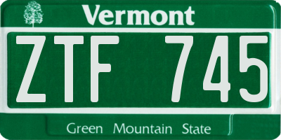 VT license plate ZTF745