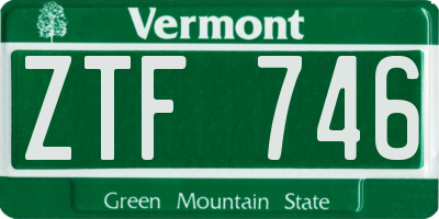 VT license plate ZTF746