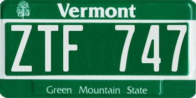VT license plate ZTF747