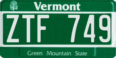 VT license plate ZTF749