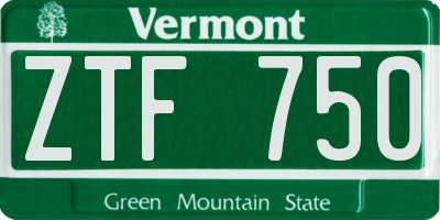 VT license plate ZTF750
