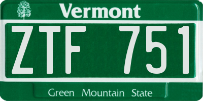 VT license plate ZTF751