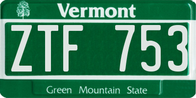 VT license plate ZTF753
