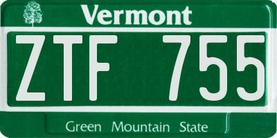 VT license plate ZTF755
